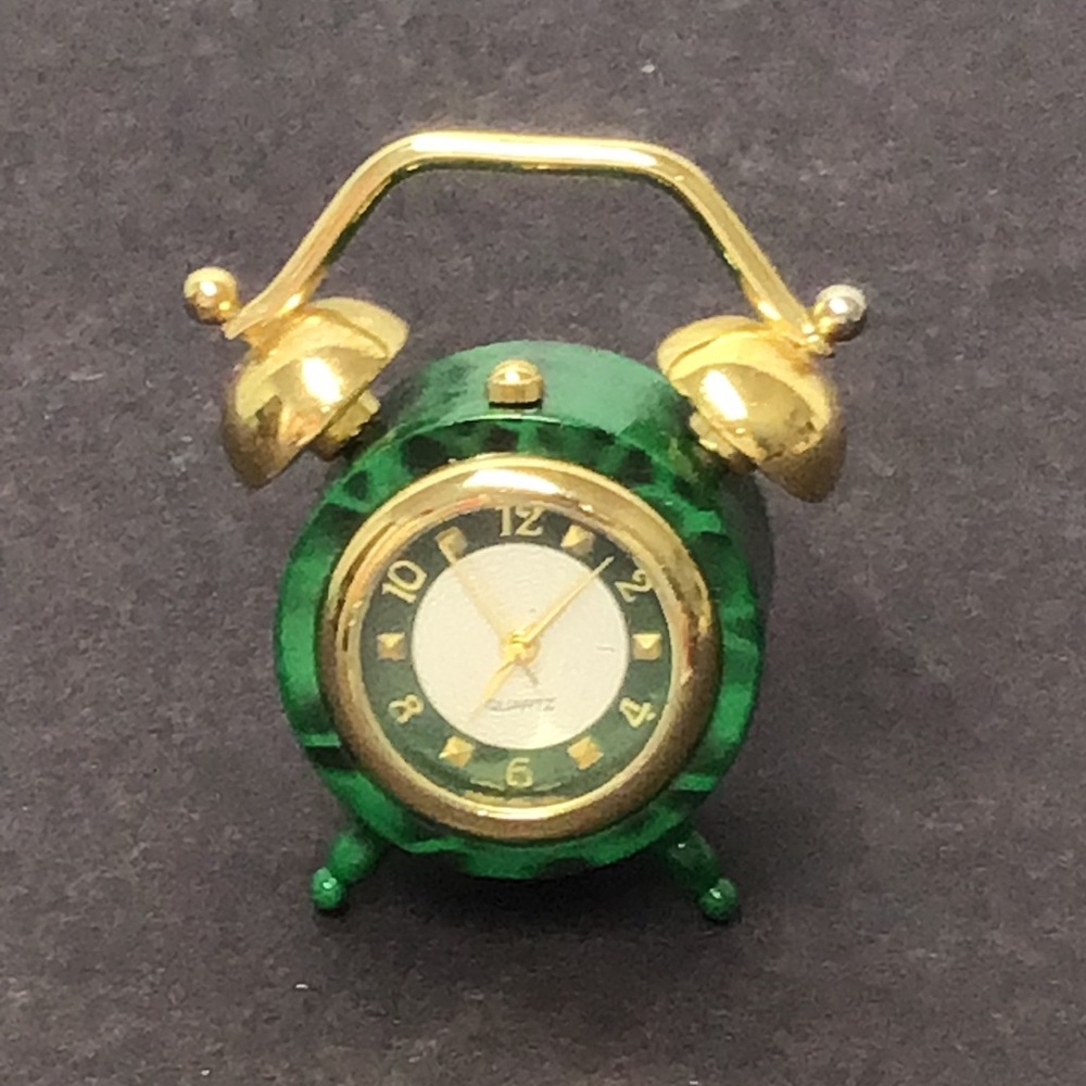 Green and Gold Miniature Alarm Clock